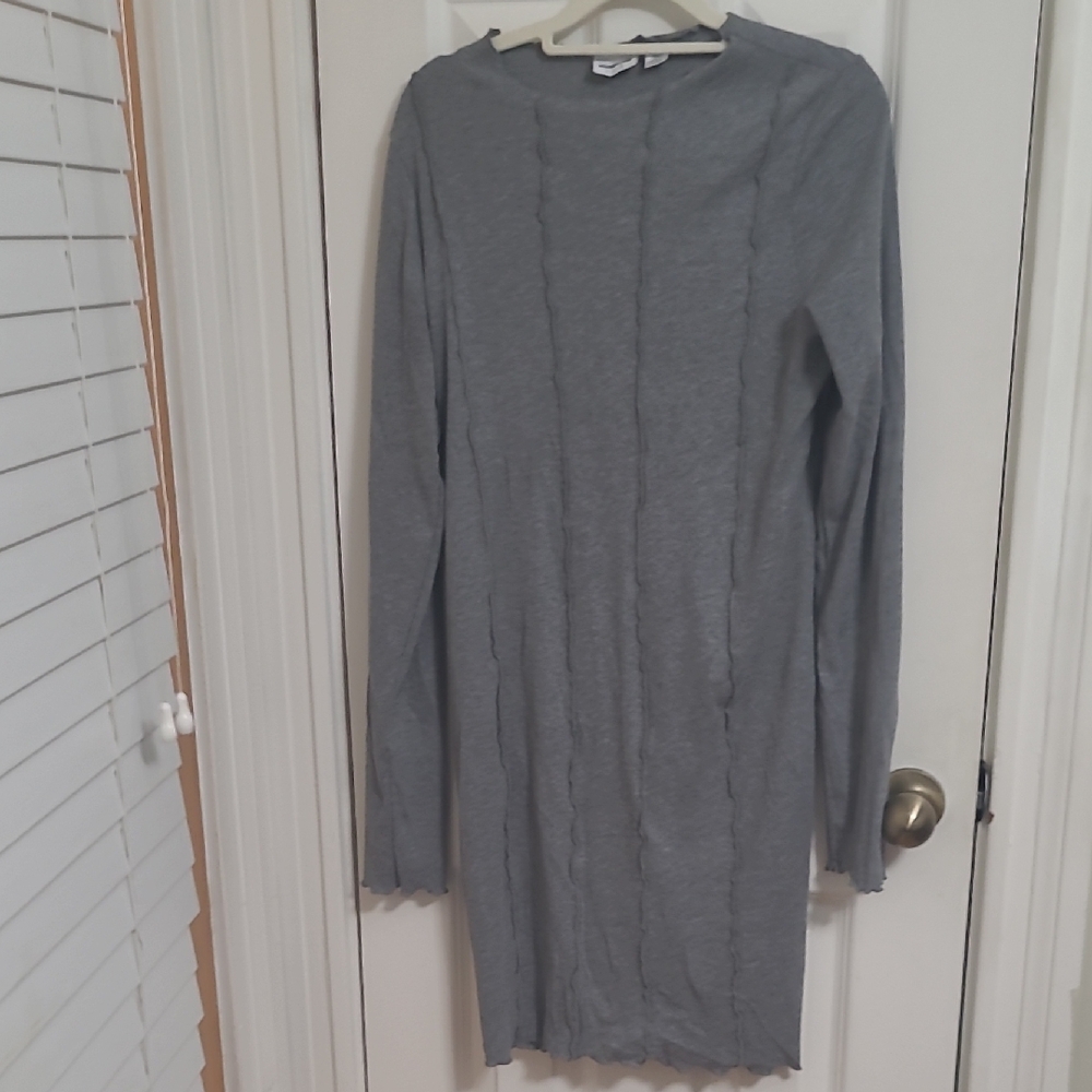 Noisy may Elegant Long Sleeve Gray Dress